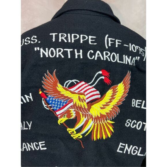 Vintage US Navy Tour Wool Jacket USS. Trippe 82 World Military NC Cyper Punk Alt - Picture 6 of 8